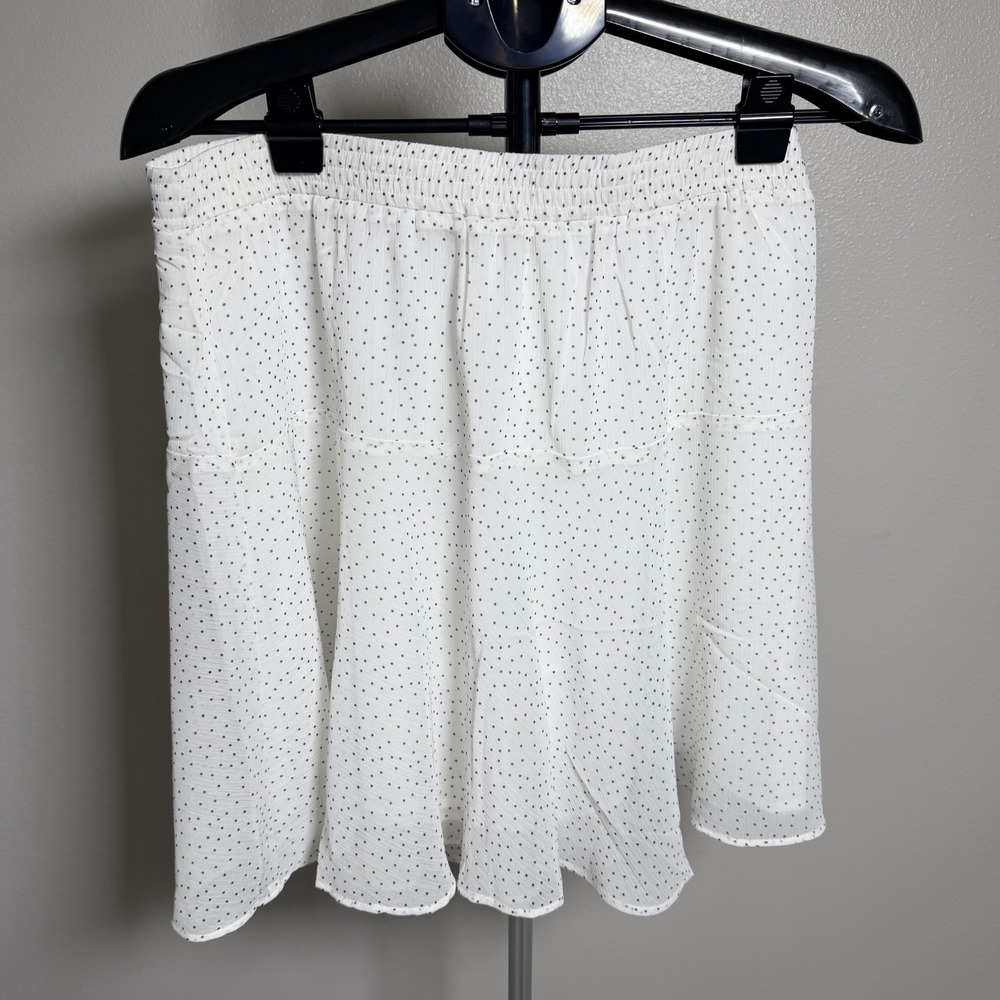 Banana Republic Flounce Fit & Flare Skirt Womens Large White Chiffon Polka Dot